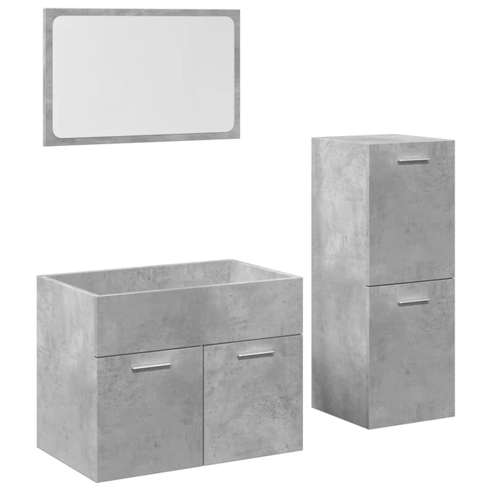 Set mobilier de baie, 3 piese, gri beton, lemn compozit WALTI