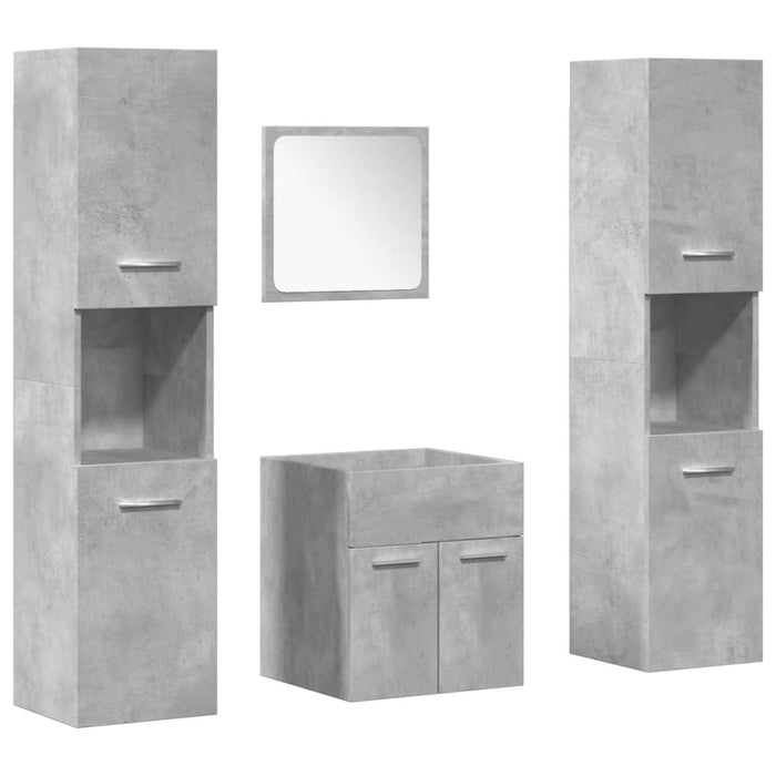 Set mobilier de baie, 4 piese, gri beton, lemn compozit WALTI