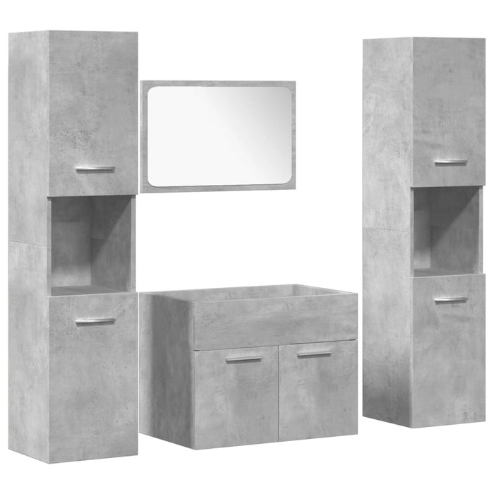 Set mobilier de baie, 4 piese, gri beton, lemn compozit WALTI