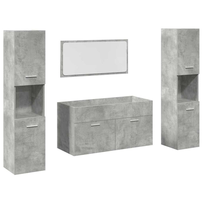 Set mobilier de baie, 4 piese, gri beton, lemn compozit WALTI