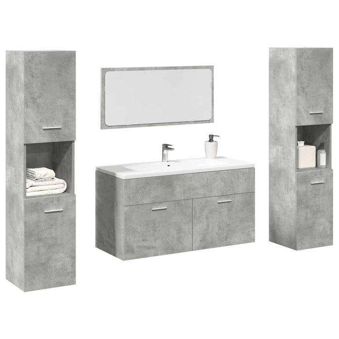 Set mobilier de baie, 4 piese, gri beton, lemn compozit WALTI