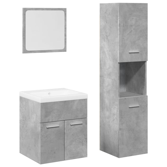 Set mobilier de baie, 4 piese, gri beton, lemn compozit WALTI