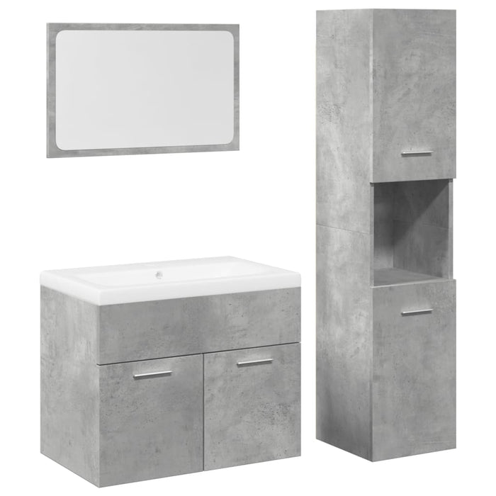 Set mobilier de baie, 4 piese, gri beton, lemn compozit WALTI