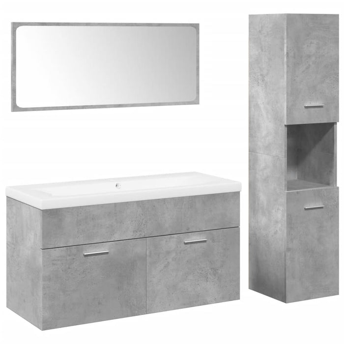 Set mobilier de baie, 4 piese, gri beton, lemn compozit WALTI