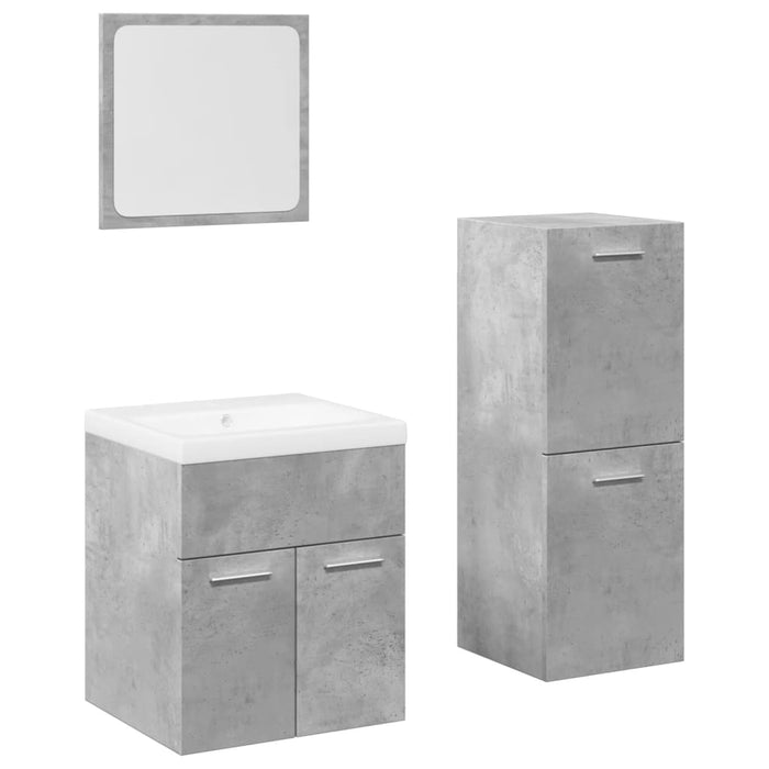 Set mobilier de baie, 4 piese, gri beton, lemn compozit WALTI