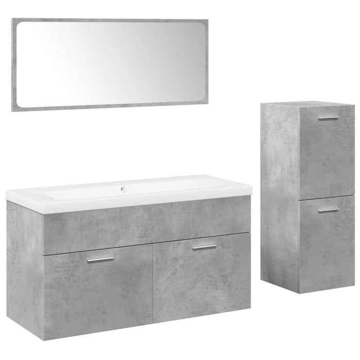 Set mobilier de baie, 4 piese, gri beton, lemn compozit WALTI