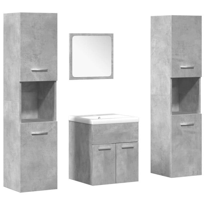 Set mobilier de baie, 5 piese, gri beton, lemn prelucrat WALTI