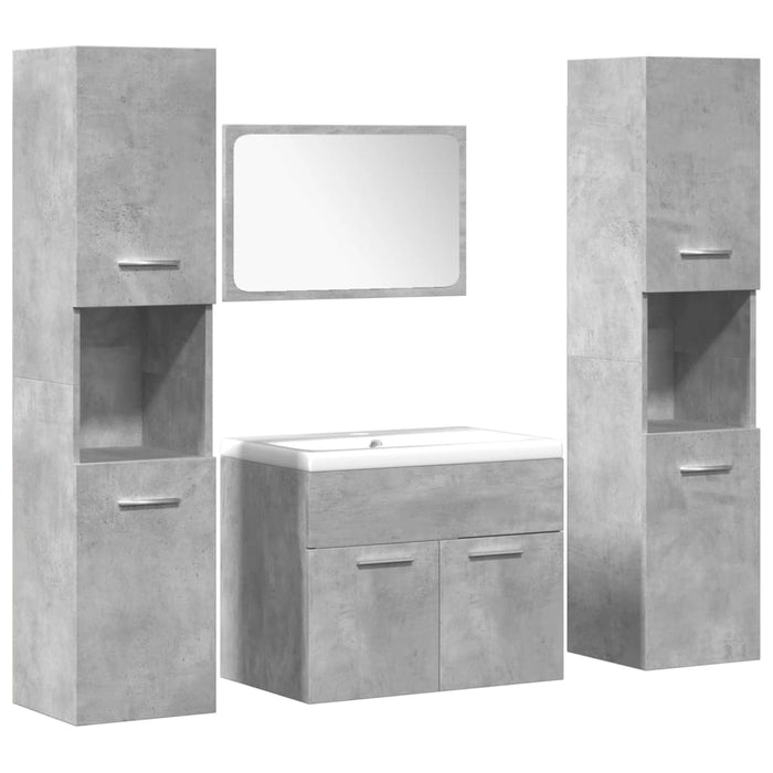 Set mobilier de baie, 4 piese, gri beton, lemn compozit WALTI