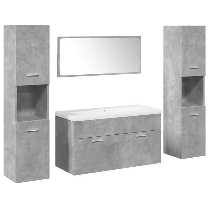 Set mobilier de baie, 5 piese, gri beton, lemn prelucrat WALTI