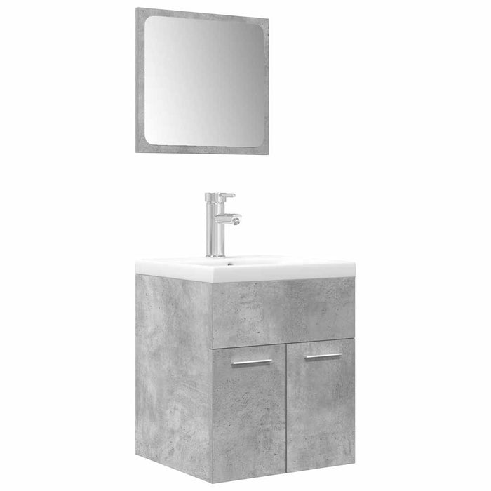 Set mobilier de baie, 3 piese, gri beton, lemn compozit - WALTI WALTI