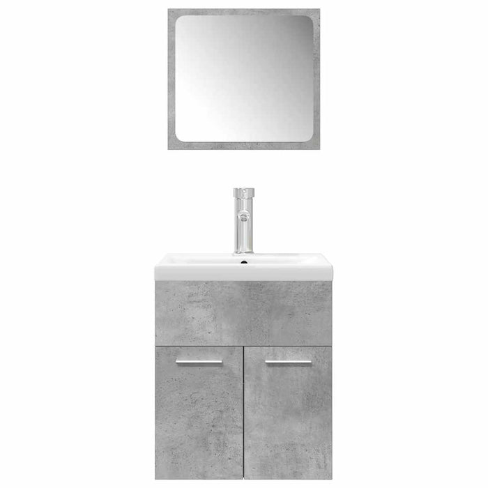 Set mobilier de baie, 3 piese, gri beton, lemn compozit - WALTI WALTI