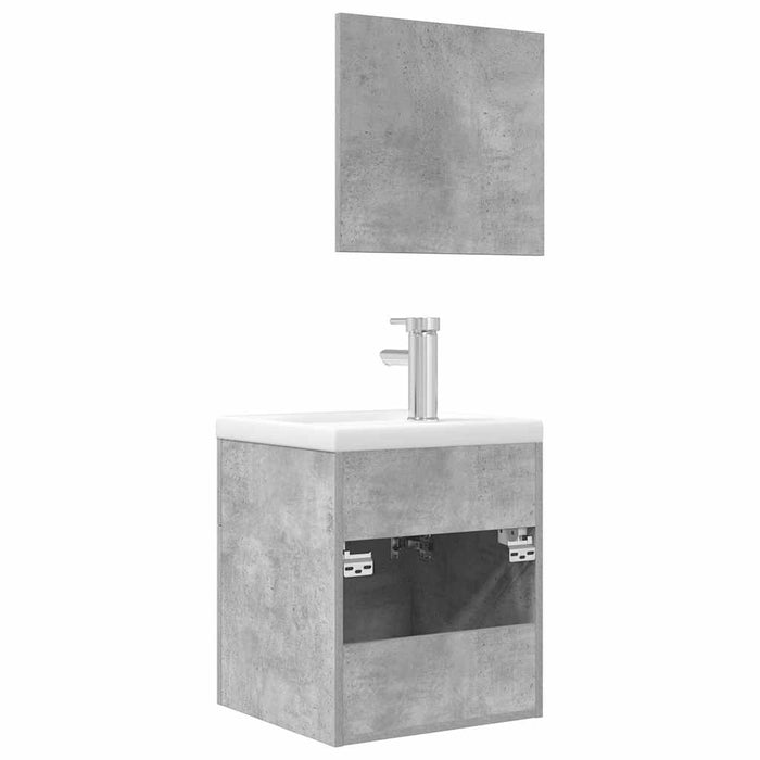 Set mobilier de baie, 3 piese, gri beton, lemn compozit - WALTI WALTI