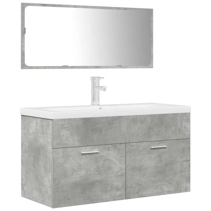Set mobilier de baie, 3 piese, gri beton, lemn compozit - WALTI WALTI