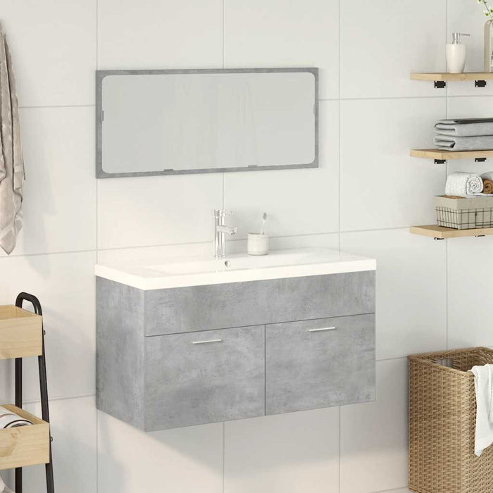 Set mobilier de baie, 3 piese, gri beton, lemn compozit - WALTI WALTI