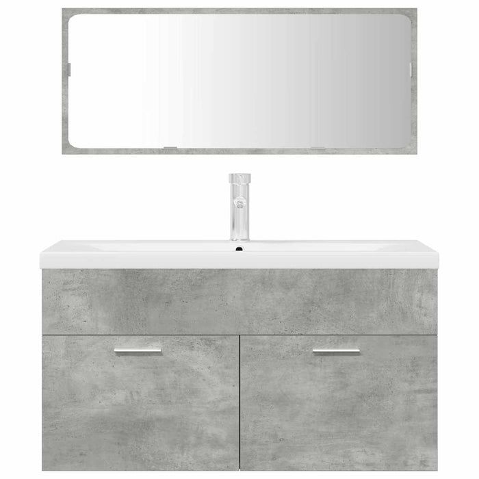 Set mobilier de baie, 3 piese, gri beton, lemn compozit - WALTI WALTI