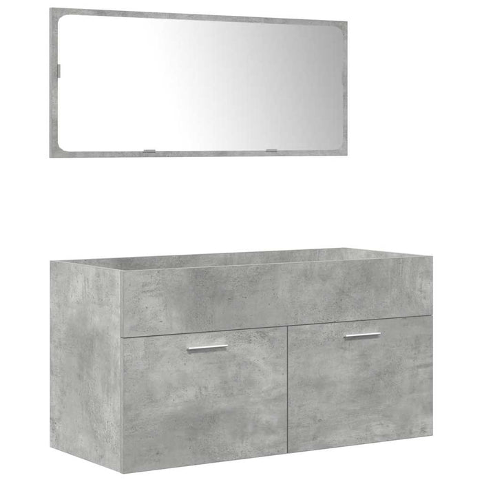 Set mobilier de baie, 3 piese, gri beton, lemn compozit - WALTI WALTI