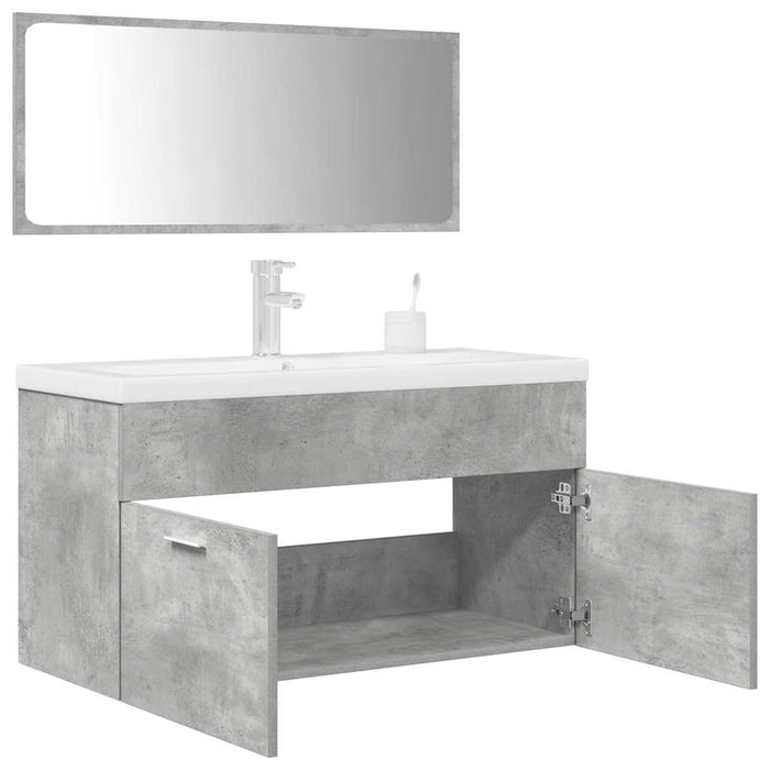 Set mobilier de baie, 3 piese, gri beton, lemn compozit - WALTI WALTI