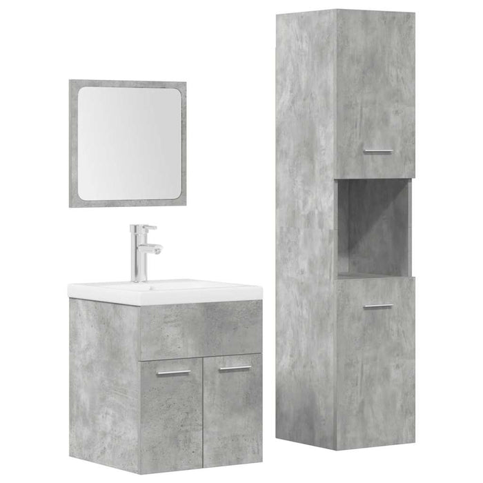 Set mobilier de baie, 4 piese, gri beton, lemn compozit - WALTI WALTI
