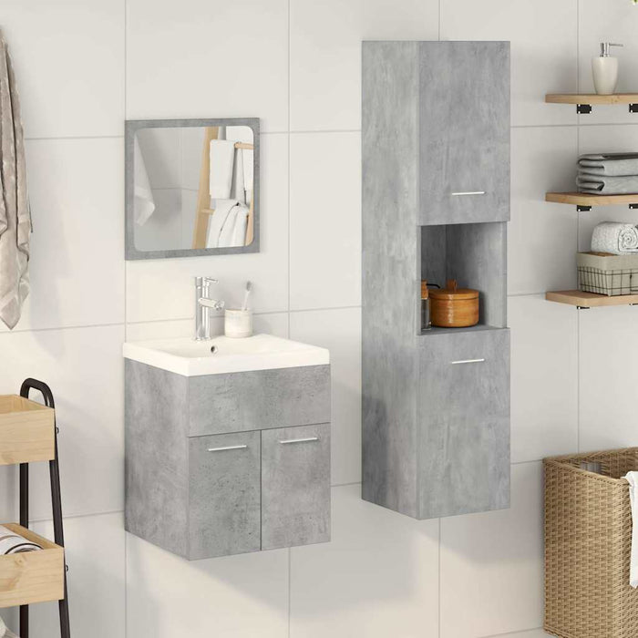 Set mobilier de baie, 4 piese, gri beton, lemn compozit - WALTI WALTI
