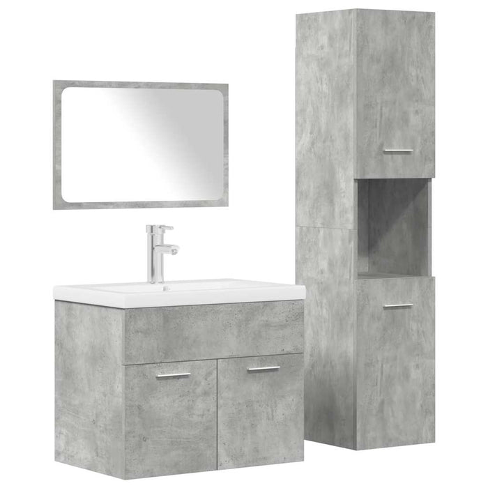 Set mobilier de baie, 4 piese, gri beton, lemn compozit WALTI