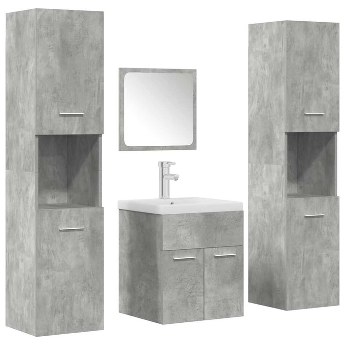 Set mobilier de baie, 5 piese, gri beton, lemn prelucrat WALTI