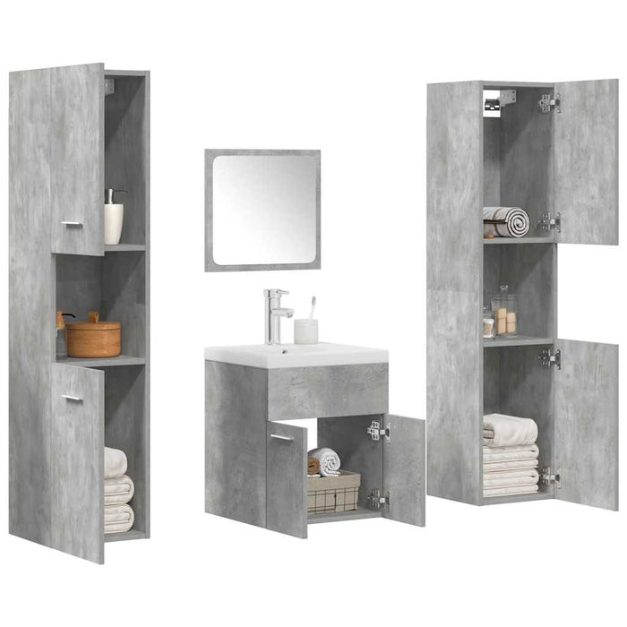 Set mobilier de baie, 5 piese, gri beton, lemn prelucrat WALTI