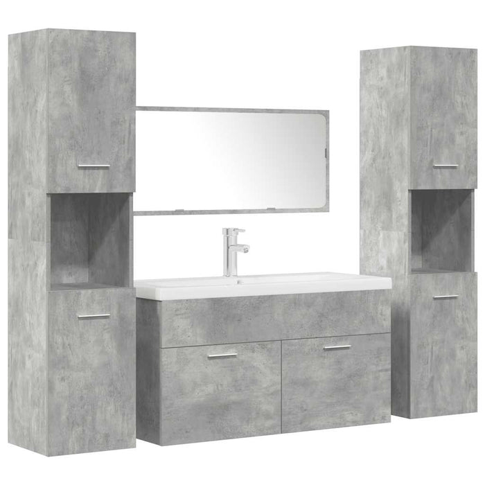 Set mobilier de baie, 5 piese, gri beton, lemn prelucrat - WALTI WALTI