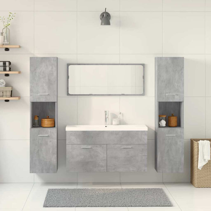 Set mobilier de baie, 5 piese, gri beton, lemn prelucrat - WALTI WALTI