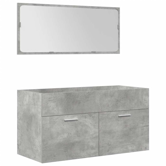 Set mobilier de baie, 5 piese, gri beton, lemn prelucrat - WALTI WALTI