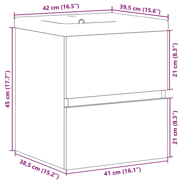 Set mobilier de baie, 2 piese, gri beton, lemn compozit WALTI