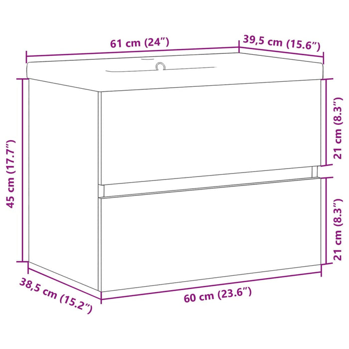 Set mobilier de baie, 2 piese, gri beton, lemn compozit WALTI