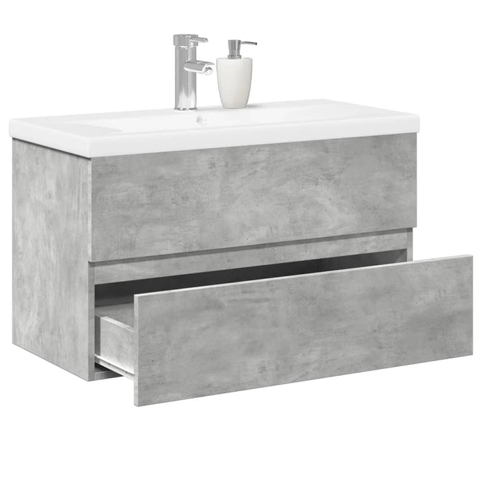 Set mobilier de baie, 2 piese, gri beton, lemn compozit WALTI