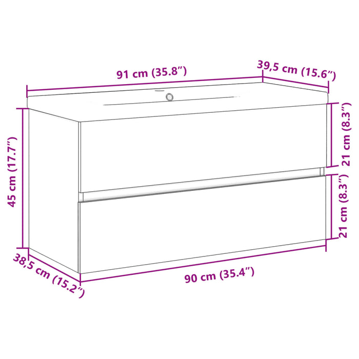 Set mobilier de baie, 2 piese, gri beton, lemn compozit WALTI