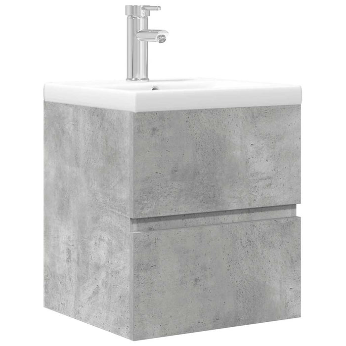 Set mobilier de baie, 2 piese, gri beton, lemn compozit - WALTI WALTI