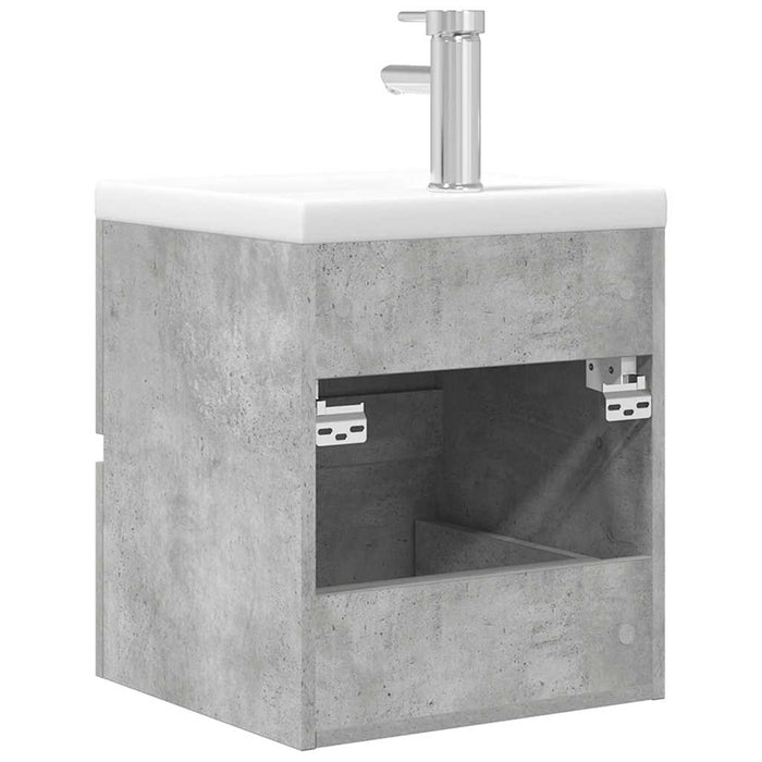 Set mobilier de baie, 2 piese, gri beton, lemn compozit - WALTI WALTI