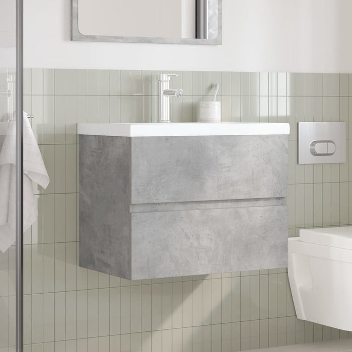 Set mobilier de baie, 2 piese, gri beton, lemn compozit - WALTI WALTI