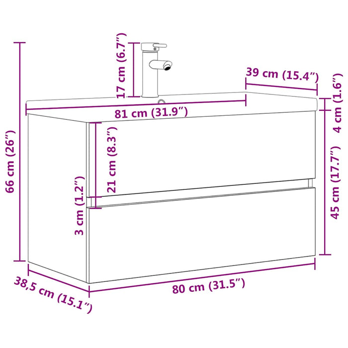 Set mobilier de baie, 2 piese, gri beton, lemn compozit WALTI