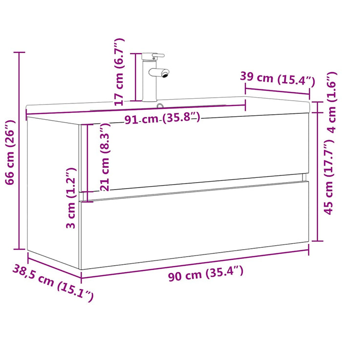 Set mobilier de baie, 2 piese, gri beton, lemn compozit WALTI