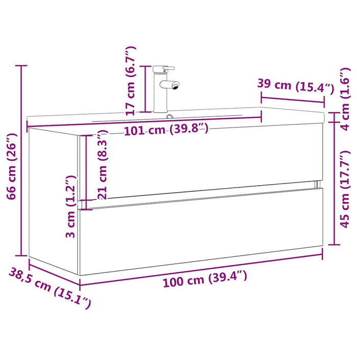 Set mobilier de baie, 2 piese, gri beton, lemn compozit WALTI