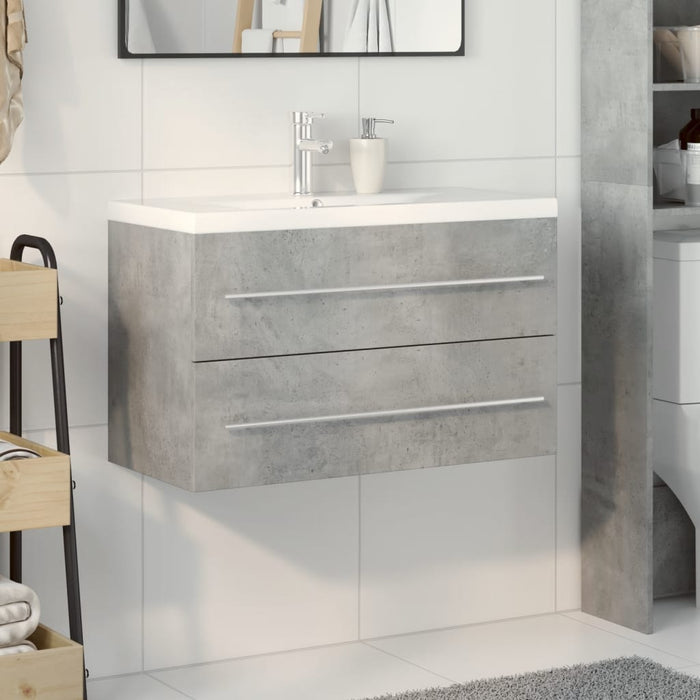 Set mobilier de baie, 2 piese, gri beton, lemn compozit - WALTI WALTI