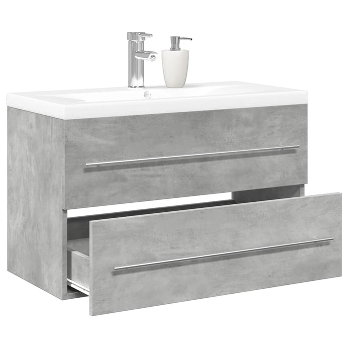 Set mobilier de baie, 2 piese, gri beton, lemn compozit - WALTI WALTI
