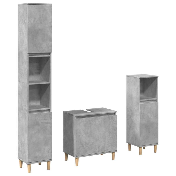 Set mobilier de baie, 3 piese, gri beton, lemn compozit WALTI