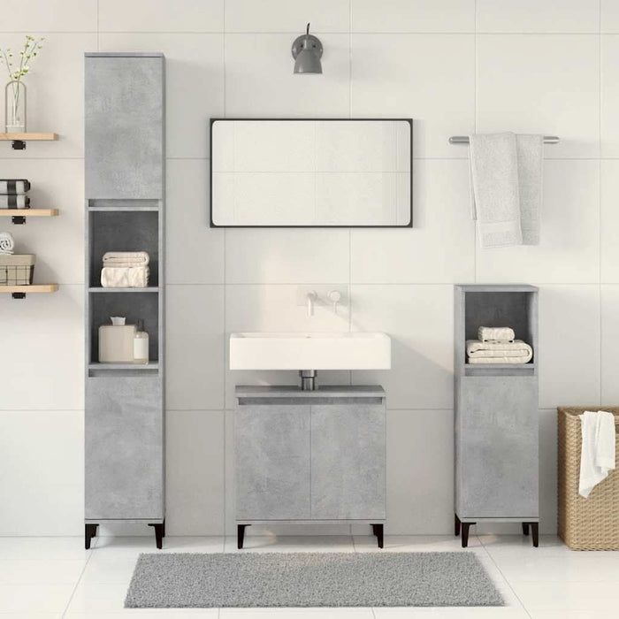 Set mobilier de baie, 3 piese, gri beton, lemn compozit - WALTI WALTI