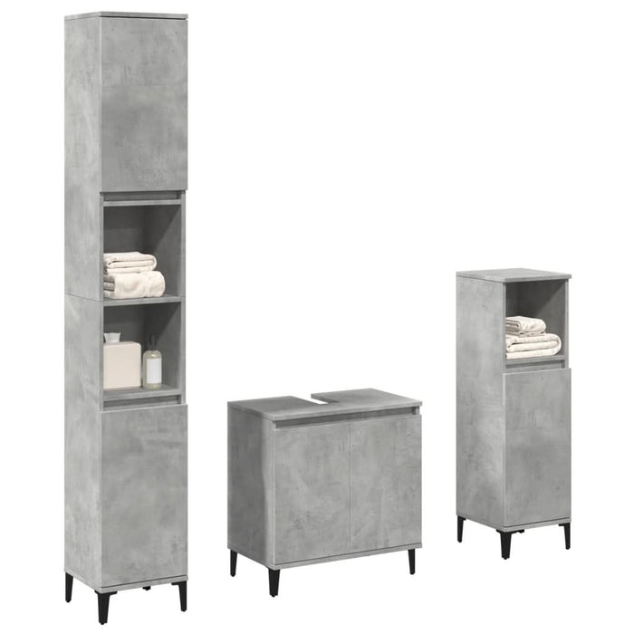 Set mobilier de baie, 3 piese, gri beton, lemn compozit - WALTI WALTI
