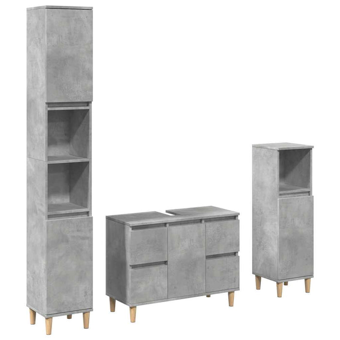 Set mobilier de baie, 3 piese, gri beton, lemn compozit WALTI