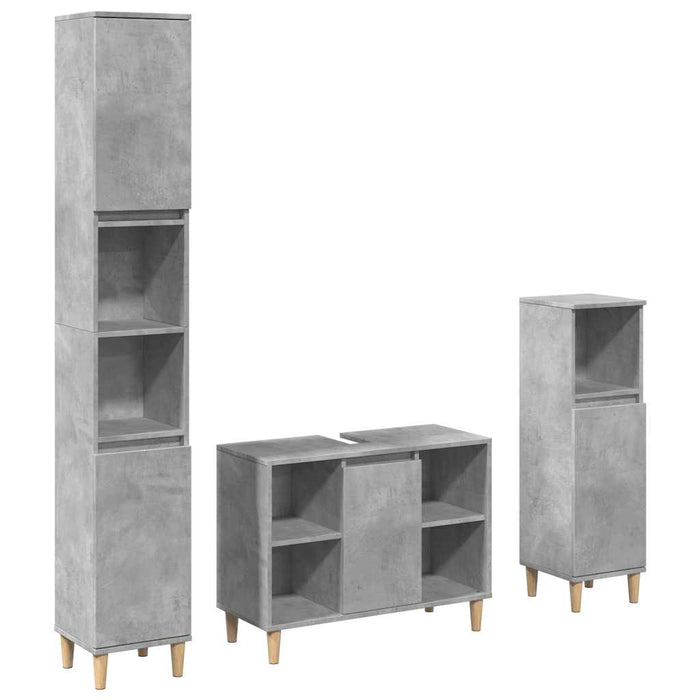 Set mobilier de baie, 3 piese, gri beton, lemn compozit WALTI