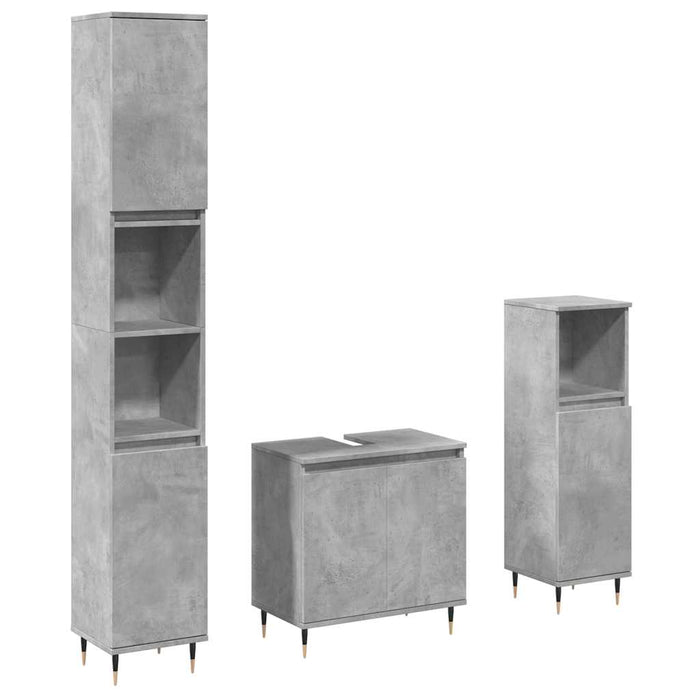 Set mobilier de baie, 3 piese, gri beton, lemn compozit WALTI