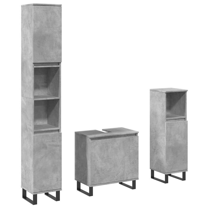 Set mobilier de baie, 3 piese, gri beton, lemn compozit WALTI