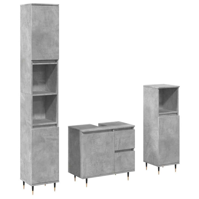 Set mobilier de baie, 3 piese, gri beton, lemn compozit - WALTI WALTI