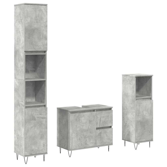 Set mobilier de baie, 3 piese, gri beton, lemn compozit WALTI